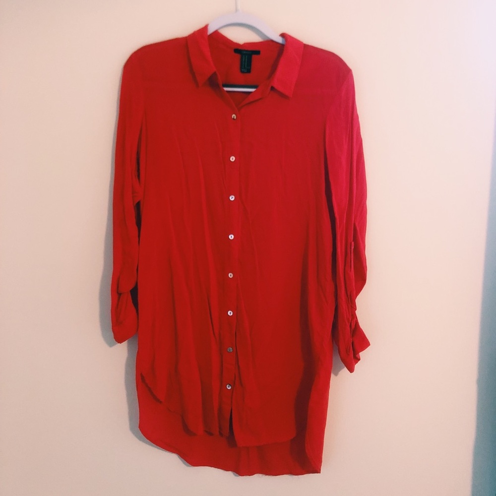 Forever21 Red button-down blouse